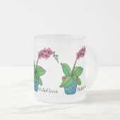 Waterverf orchidee Plant in mooie pot Matglas Koffiemok (Voorkant rechts)