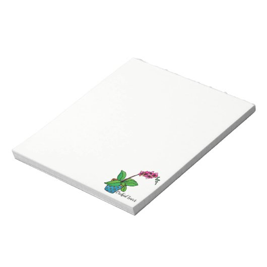 Waterverf orchidee Plant in mooie pot Notitieblok (Linkerzijde)