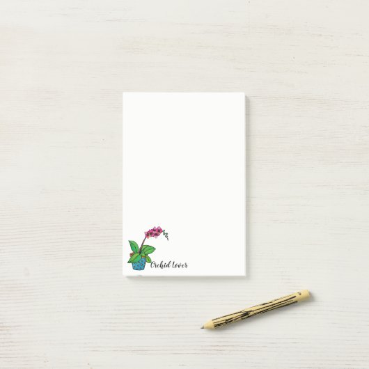Waterverf orchidee Plant in mooie pot Post-it® Notes (Op bureau)