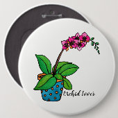 Waterverf orchidee Plant in mooie pot Ronde Button 6,0 Cm (Voorkant /achterkant)