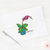 Waterverf orchidee Plant in mooie pot Ronde Sticker (Envelop)
