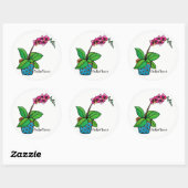 Waterverf orchidee Plant in mooie pot Ronde Sticker (Vel)