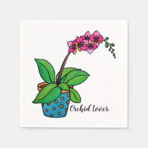 Waterverf orchidee Plant in mooie pot Servetten