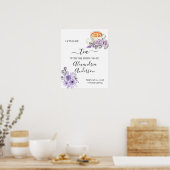 Waterverf Orchidee Thee Bruidsborrel Welkom Bord Poster (Keuken)