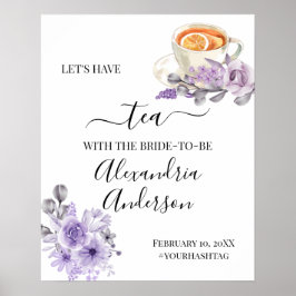 Waterverf Orchidee Thee Bruiloftsontvangstbord Poster