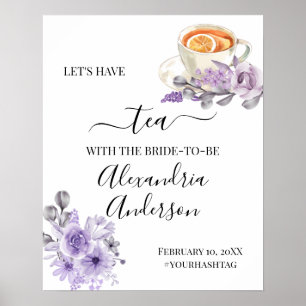 Waterverf Orchidee Thee Bruiloftsontvangstbord Poster