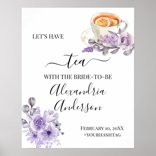 Waterverf Orchidee Thee Bruiloftsontvangstbord Poster (Voorkant)