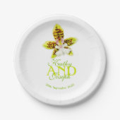 Waterverf-orchidee voor weddenschappen, aangepast  papieren bordje (Voorkant)