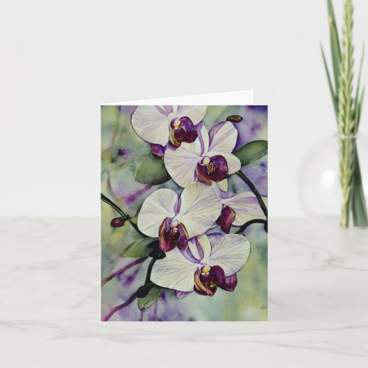 Waterverf orchideeën aanpasbaar kaart (Voorkant)