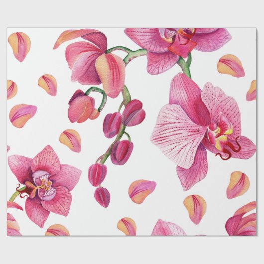 Waterverf Orchideeën Design 2 Cadeaupapier (Vlak)