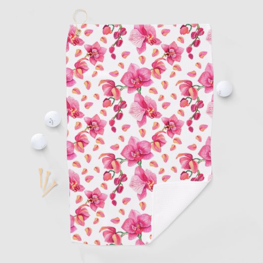 Waterverf Orchideeën Design 2 Golfhanddoek (Insitu)