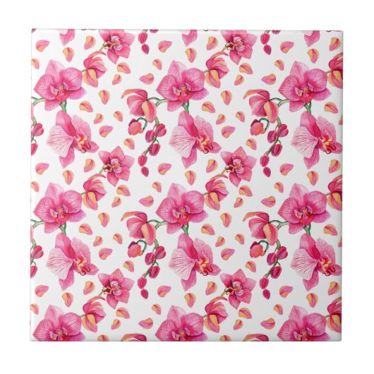 Waterverf Orchideeën Design 2 Tegeltje (Voorkant)
