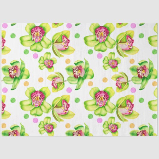 Waterverf Orchideeën Design 7 Tissuepapier (Voorkant)