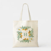 Waterverf Orchideeën en Kumquats Monogram Tote Bag (Achterkant)