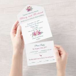 Waterverf orchideeën en Rozen All In One Uitnodiging