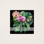 Waterverf Orchideeën & Monstera Leaf Visitekaartje (Voorkant)