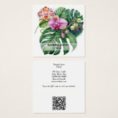 Waterverf Orchideeën & Monstera Leaf Visitekaartje (Voorkant /achterkant)