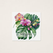 Waterverf Orchideeën & Monstera Leaf Visitekaartje (Voorkant)