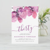 Waterverf Orchideeën Paars Dertigste verjaardag Kaart (Staand voorkant)