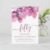 Waterverf Orchideeën Paarse 50ste verjaardag Kaart (Staand voorkant)