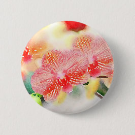 Waterverf Orchideeën Ronde Button 5,7 Cm