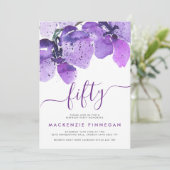 Waterverf Orchideeën Violet Vijftigste verjaardag Kaart (Staand voorkant)