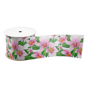 Waterverf Orchids Design 12 Satijnen Lint