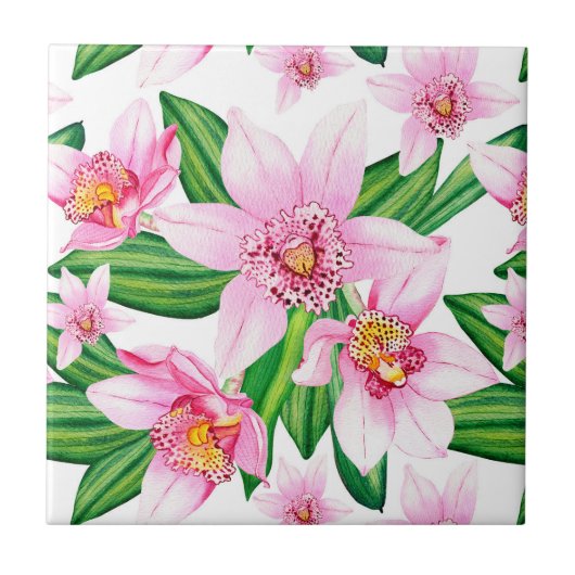 Waterverf Orchids Design 12 Tegeltje (Voorkant)