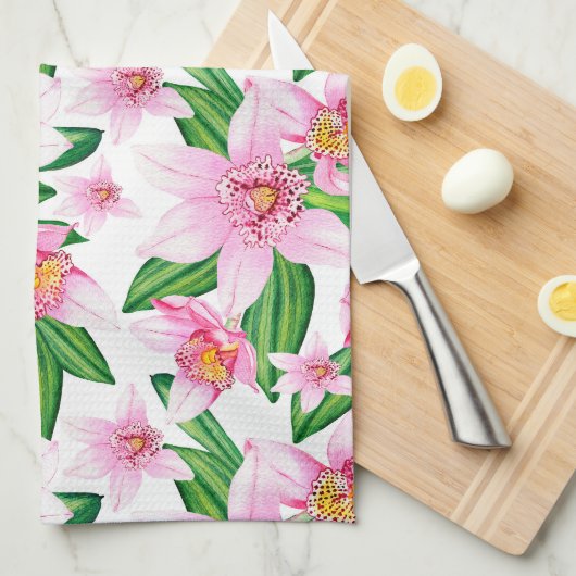 Waterverf Orchids Design 12 Theedoek (Quarter Fold)