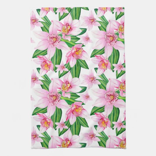 Waterverf Orchids Design 12 Theedoek (Verticaal)