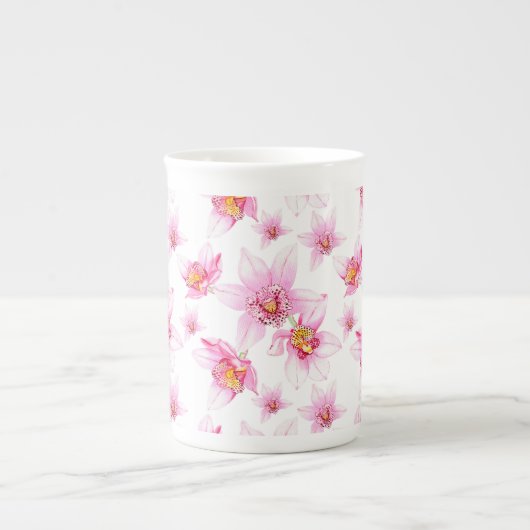 Waterverf Orchids Design 15 Porselein Kop (Voorkant)