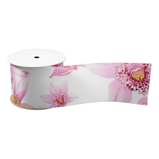 Waterverf Orchids Design 15 Satijnen Lint (Spoel)