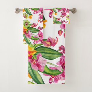 Waterverf Orchids Design 18 Bad Handdoek