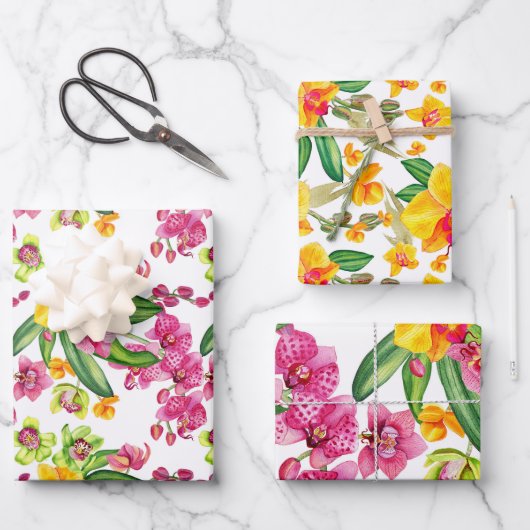 Waterverf Orchids Design 18 Inpakpapier Vel (Voorkant)