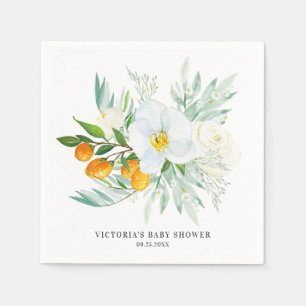 Waterverf Orchids en Kumquats Baby shower Custom Servet