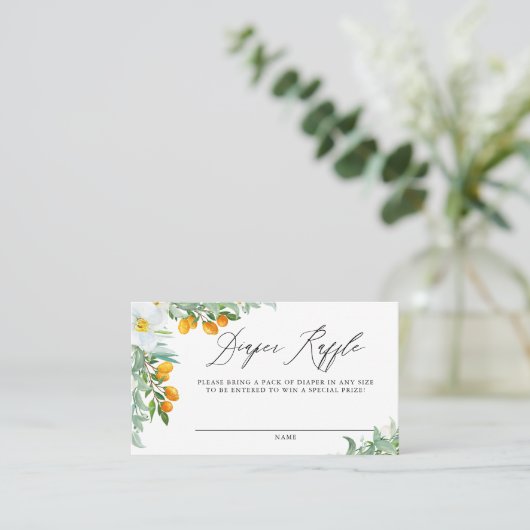 Waterverf Orchids en Kumquats Diaper Raffle Kaart Plaatskaartje (Staand voorkant)