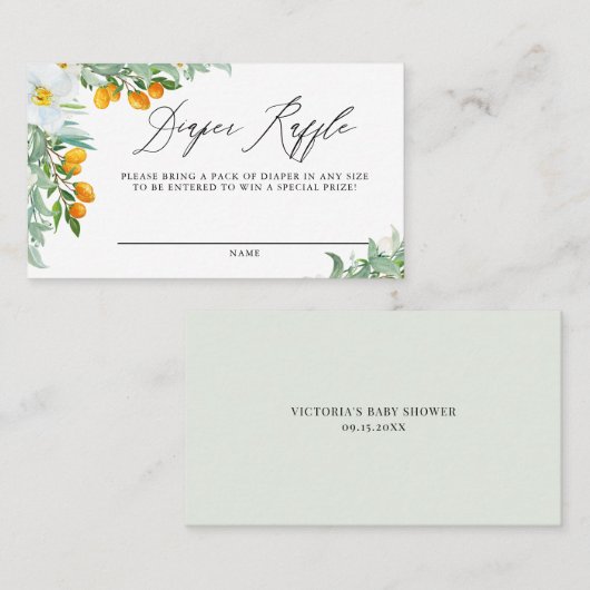 Waterverf Orchids en Kumquats Diaper Raffle Kaart Plaatskaartje (Voorkant / Achterkant)