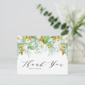 Waterverf Orchids en Kumquats Garland Hartelijk da Briefkaart (Staand voorkant)