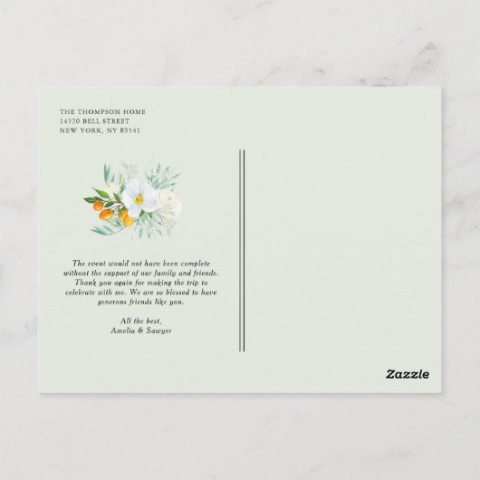 Waterverf Orchids en Kumquats Garland Hartelijk da Briefkaart (Achterkant)