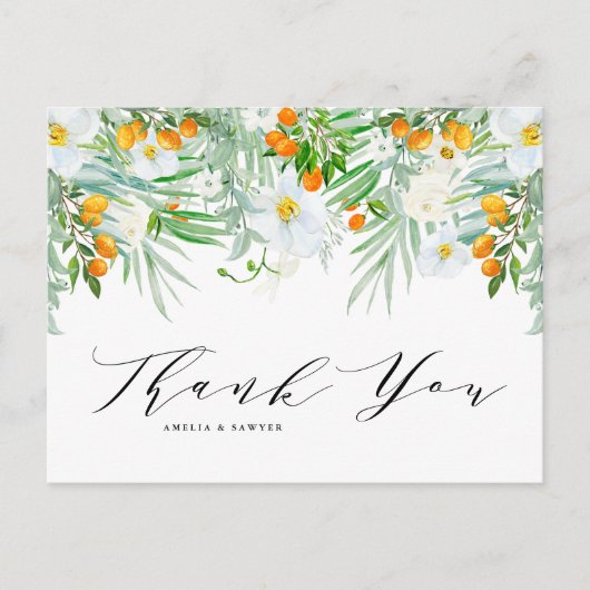 Waterverf Orchids en Kumquats Garland Hartelijk da Briefkaart (Voorkant)