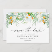 Waterverf Orchids en Kumquats Summer Wedding Save The Date (Voorkant)