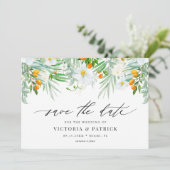 Waterverf Orchids en Kumquats Summer Wedding Save The Date (Staand voorkant)