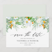 Waterverf Orchids en Kumquats Summer Wedding Save The Date (Voorkant / Achterkant)