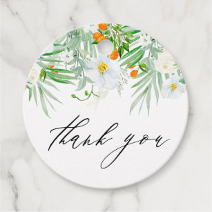 Waterverf Orchids en Kumquats Wedding Bedankt Bedankjes Labels