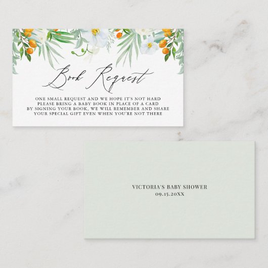 Waterverf Orchids & Kumquats Book Reuqest Kaart Plaatskaartje (Voorkant / Achterkant)