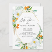 Waterverf Orchids & Kumquats Lijst Baby shower Kaart (Voorkant)