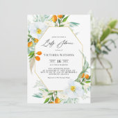 Waterverf Orchids & Kumquats Lijst Baby shower Kaart (Staand voorkant)