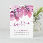 Waterverf Orchids Paarse Baptisme Kaart (Staand voorkant)