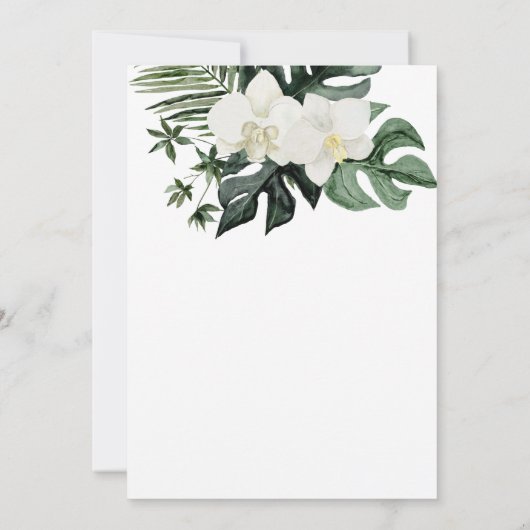 Waterverf Orchids Tropisch Monstera Afstuderen Kaart (Achterkant)