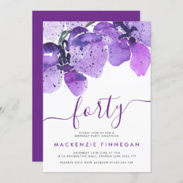 Waterverf Orchids Violet Veertiende verjaardag Kaart